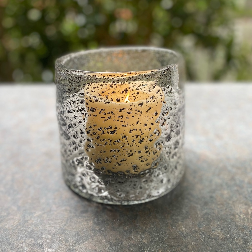 Handblown Seeded Glass Hurricane
